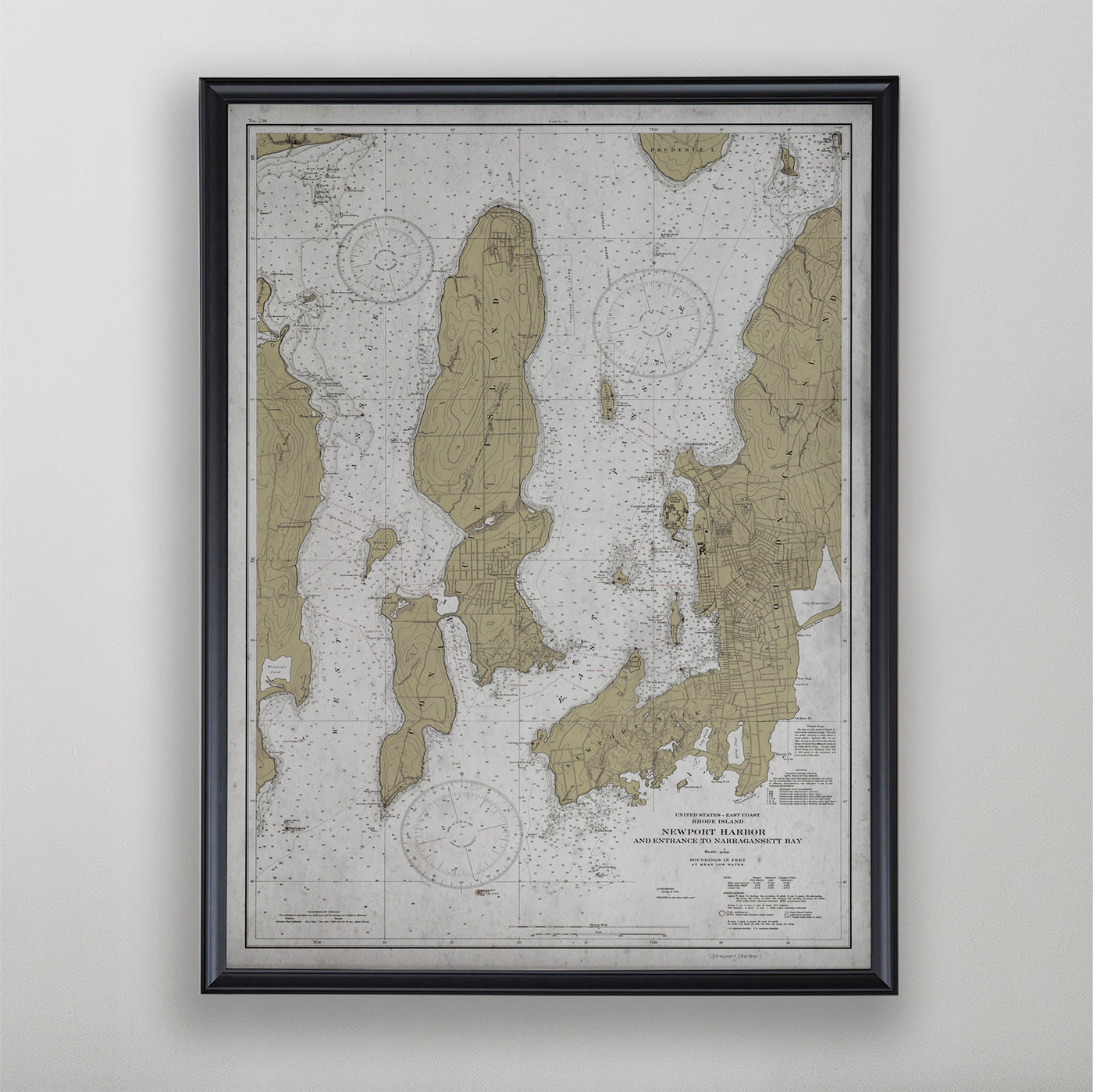 Newport Map, Rhode Island Nautical Chart, Rhode Island Home Decor, 20th Century