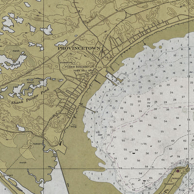 Old Provincetown, Massachusetts nautical chart vintage wall art. Shop Archive Print Co.