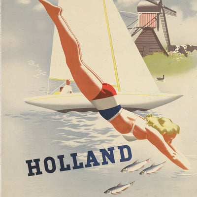 Holland vintage travel poster wall art. 